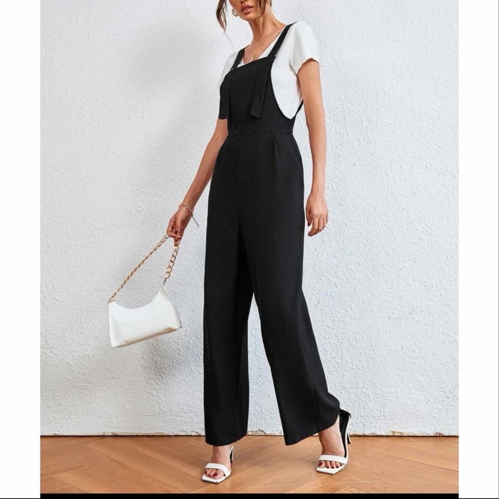 Button front slant pocket overall jumpsuit without tee - Picture 5 of 7